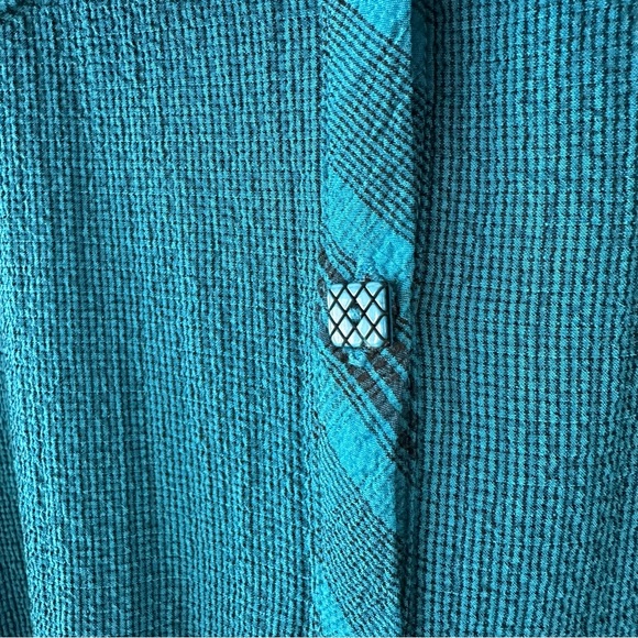 Habitat Textured Button-Up Swing Top Sz L Teal Blue - Picture 5 of 10